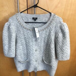Express Light Gray Women's Cardigan with Embellished  fits Al sizes way it fits